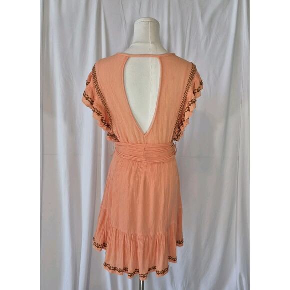 Free People Women's Orange Embroidered Weekend Brunch Mini Dress XS - Picture 7 of 9